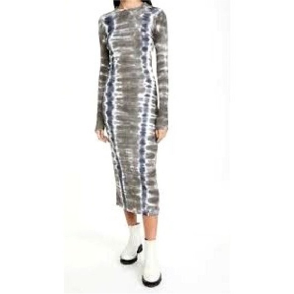 Young Fabulous & Broke Dax Tie Dye Long Sleeve ribbed knit Bodycon maxi Dress - Picture 6 of 9